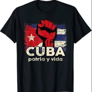 Viva Cuba Libre Patria-Y-Vida Cuba Flag Tee Cuban Revolution T-Shirt