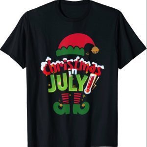 Funny Christmas in July Shirt Summer Elf Santa Xmas T-Shirt