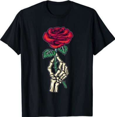 Skeleton Hand Red Rose Flower Gift Aesthetic Streetwear Goth T-Shirt