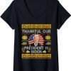Womens Thankful Our President Is Biden Thanksgiving Matching Family V-Neck T-Shirt