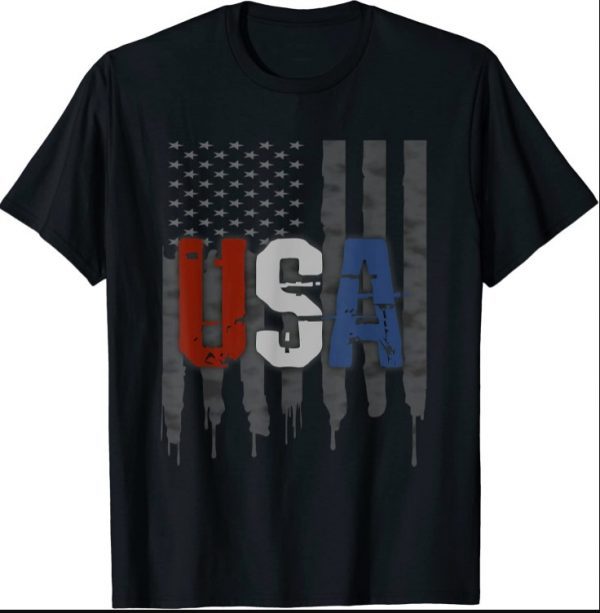 USA American Flag Shirt US Patriotic July 4th Vintage Tshirt T-Shirt