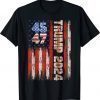 Trump 2024 45 47 Squared American Flag Vintage Retro T-Shirt