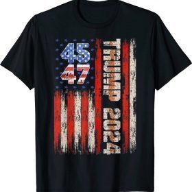 Trump 2024 45 47 Squared American Flag Vintage Retro T-Shirt