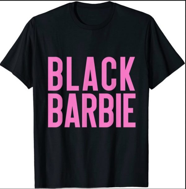 Black Barbie Pink Text T-Shirt