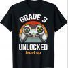 Grade 3 Unlocked Level Up Gamer Back To School 3rd Grade Boy T-Shirt