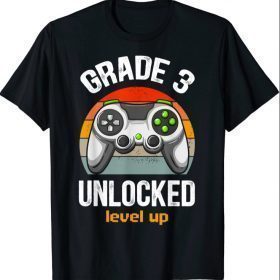 Grade 3 Unlocked Level Up Gamer Back To School 3rd Grade Boy T-Shirt