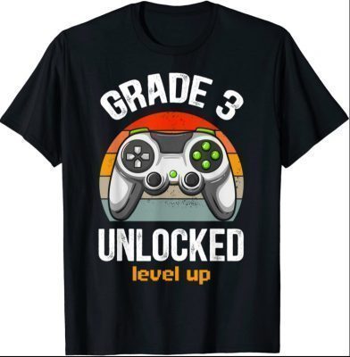 Grade 3 Unlocked Level Up Gamer Back To School 3rd Grade Boy T-Shirt