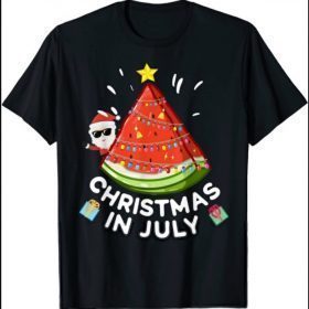 Christmas In July Watermelon Santa Summer Tree T-Shirt