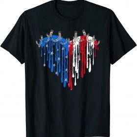 Official Horse Lovers Horseshoe Heart USA Flag Color T-Shirt