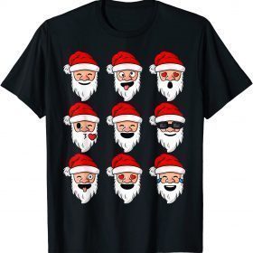 2021 Christmas Santa Claus Funny Faces Boys Girls Kids Xmas T-Shirt