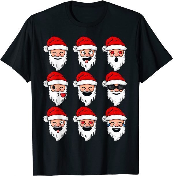2021 Christmas Santa Claus Funny Faces Boys Girls Kids Xmas T-Shirt