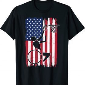 Paralympic Basketball USA Grunge Flag Paralympic Basketball T-Shirt
