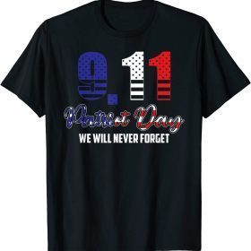 Official 9 11 shirt we will never forget T-Shirt
