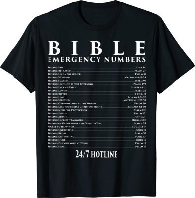 Unisex Bible Emergency Hotline Numbers - Cool Christian TShirt