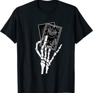 T-Shirt The Moon Skeleton Hands Tarot Cards Goth Alt Emo Halloween