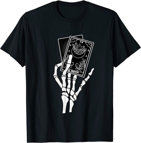 T-Shirt The Moon Skeleton Hands Tarot Cards Goth Alt Emo Halloween