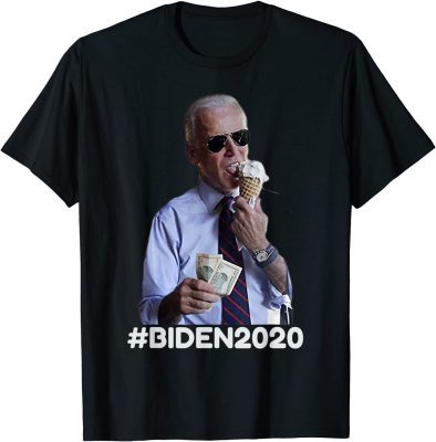 Joe Biden Eating Ice Cream Cone Anti Biden2020 Funny T-Shirt