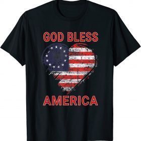 Official God Bless America Vintage Betsy Ross Patriotic American Flag T-Shirt