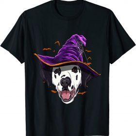 Dalmatian Dog Witch Hat Funny Halloween Dog Lover Gift T-Shirt