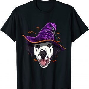 Dalmatian Dog Witch Hat Funny Halloween Dog Lover Gift T-Shirt
