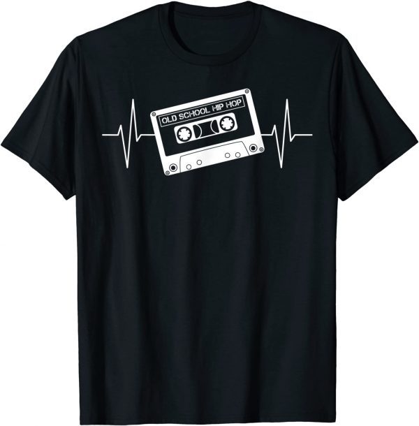 Old School Hip Hop Rap 80s 90s Cassette Tape ECG Line T-Shirt