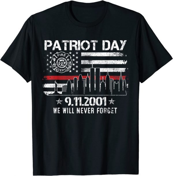 Red Line Never Forget Patriot Day 9 11 Memorial 2021 Unisex T-Shirt