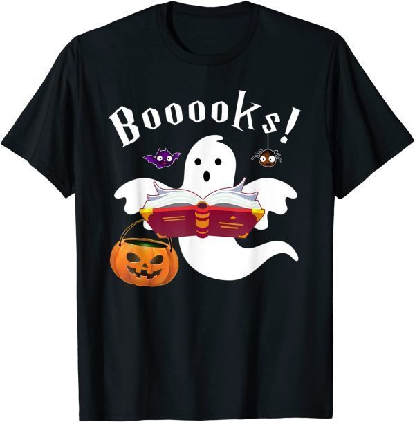 Classic Booooks Ghost Boo Read Books Library Funny Halloween T-Shirt