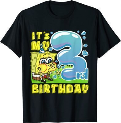 2021 Mademark x SpongeBob SquarePants - SpongeBob Third Birthday Gift Its My 3rd Birthday Boys Girls Tee Shirt