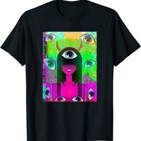 Funny Glitchcore Anime Demon Girl Eye weirdcore clothes Unisex T-Shirt