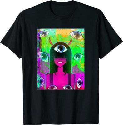 Funny Glitchcore Anime Demon Girl Eye weirdcore clothes Unisex T-Shirt