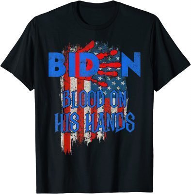 Biden Blood On His Hands USA Flag - Vintage Biden Handprint Unisex T-Shirt