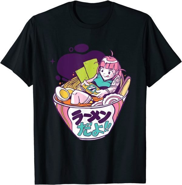 Anime Girl Gaming in a Bowl of Ramen T-Shirt