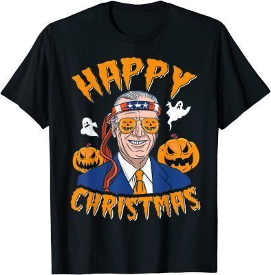 Happy Christmas Halloween Jokes Pumpkin Boo Funny Joe Biden T-Shirt