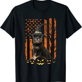 Miniature Schnauzer American USA Flag Funny Halloween T-Shirt