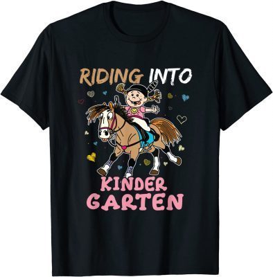 Classic Riding Into Kindergarten Horse Riding Back to School T-Shirt
