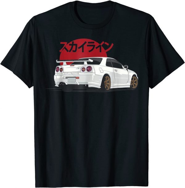 White Skyline JDM Gt r 34 T-Shirt