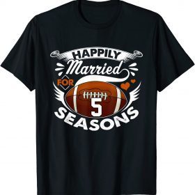 5 Years Wedding Anniversary for Football Couple lover T-Shirt
