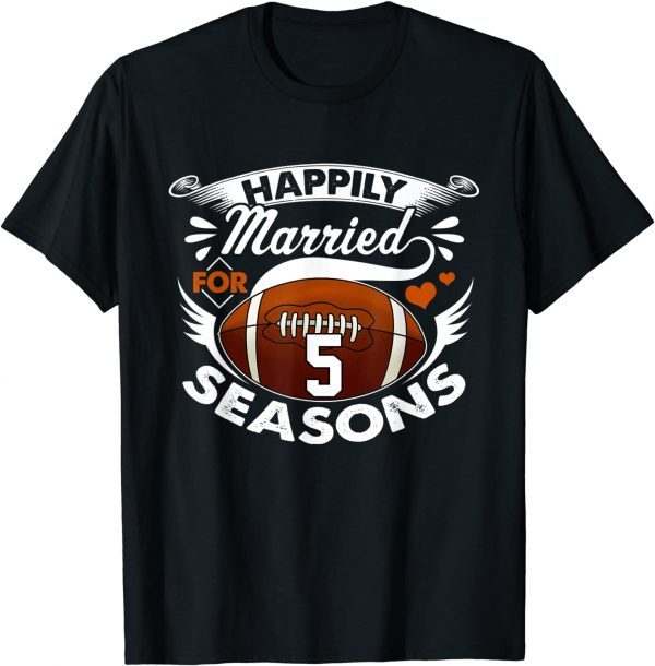 5 Years Wedding Anniversary for Football Couple lover T-Shirt