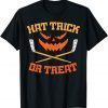 Hat Trick Or Treat Ice Hockey Halloween Boy Men Player Coach T-Shirt