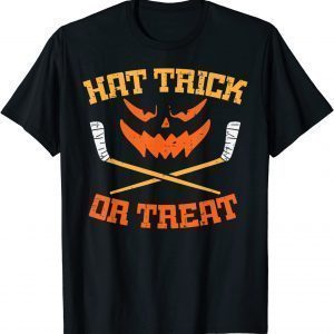 Hat Trick Or Treat Ice Hockey Halloween Boy Men Player Coach T-Shirt