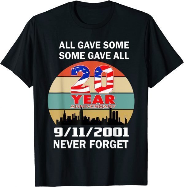 Official Never Forget 9/11 20th Anniversary Patriot Day 2021 T-Shirt