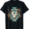 2021 Western Serape Aztec Cow Skull Cowgirl Rodeo Girl T-Shirt