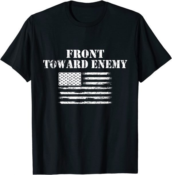 Funny Front Toward Enemy Distressed American Flag Vintage 2021 T-Shirt
