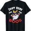 Just Here For The Boos Funny Halloween Ghost Cute Wine Lover Funny T-Shirt