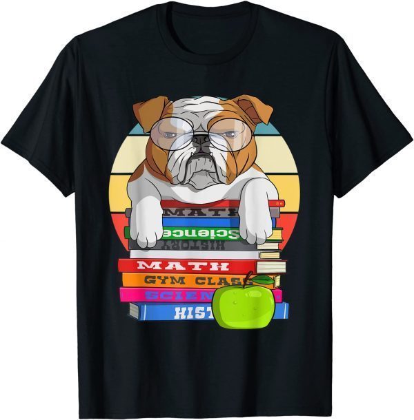 English Bulldog Back To School Book Worm Dog Funny T-Shirt