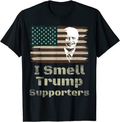 Classic I Smell Trump Supporters Funny Pro Biden Distressed US Flag T-Shirt