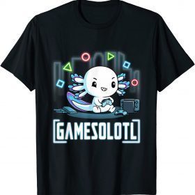 Gamesolotl Gamer Axolotl Fish Playing Video Games T-Shirt