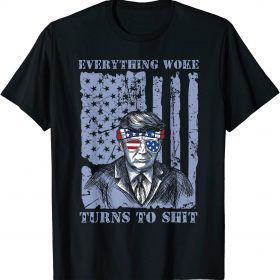 Everything Woke Turns to Shit Trump Vintage Flag T-Shirt
