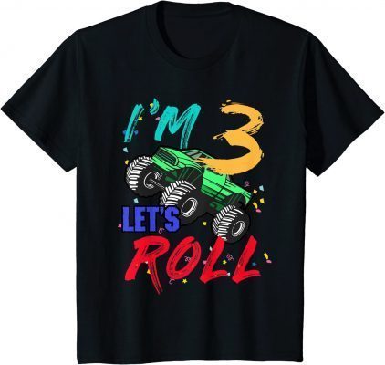 Kids Monster Truck 3 Years Old Birthday Kid 3rd B-Day T-Shirt