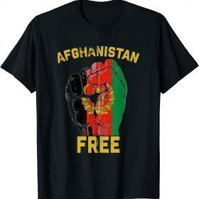 Vintage Free Afghanistan Afghan Flag Veteran Support T-Shirt